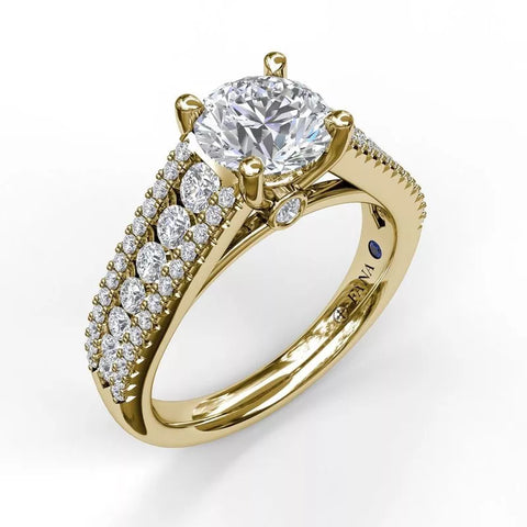 FANA Tapered Shared Prong Engagement Ring Gold