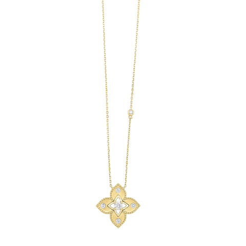 14K Yellow Gold Quatrefoil Diamond Fashion Reversible Pendant (0.20CTW)
