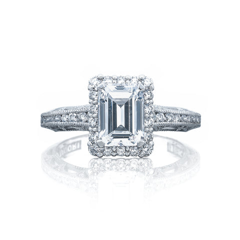 Tacori 18k White Gold White Gold Reverse Crescent  Engagement Ring Setting  (0.51 CTW)