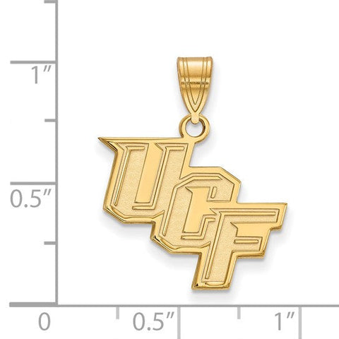 Sterling Silver Gold-plated LogoArt University of Central Florida U-C-F Medium Pendant