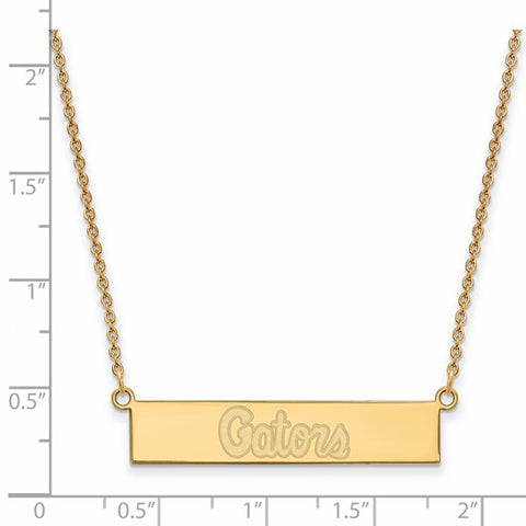 Sterling Silver Gold-plated LogoArt University of Florida Gators Script Small Bar 18 inch Necklace