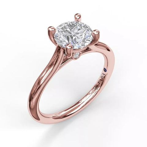 FANA Round Solitaire Engagement Ring Setting With Cathedral Band