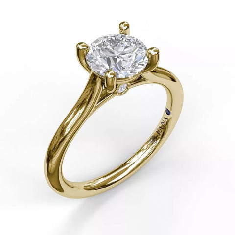 FANA Round Solitaire Engagement Ring Setting With Cathedral Band