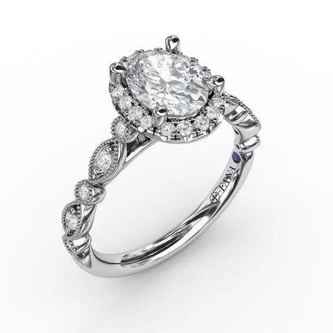 FANA Classic Diamond Engagement Ring with Detailed Milgrain Band