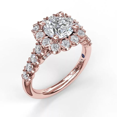 FANA Large Cushion Halo Engagement Ring