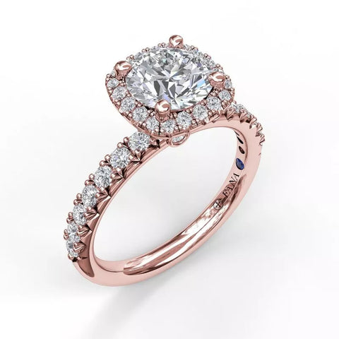 FANA Classic Diamond Halo Engagement Ring with a Gorgeous Side Profile