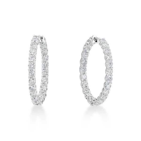 A Link Abbracci 6.73 ctw Lattice Inside/Out Diamond 18K White Gold Hoops