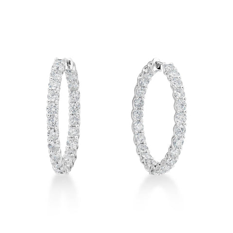 A Link Abbracci 6.73 ctw Lattice Inside/Out Diamond 18K White Gold Hoops