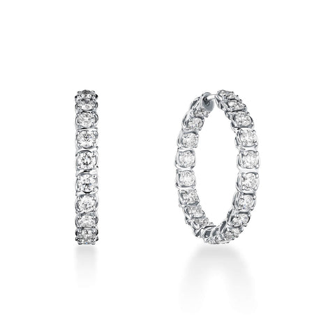 A Link Abbracci 3.45 ctw Inside/Out Diamond 18K White or Yellow Gold Hoops