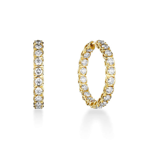 A Link Abbracci 3.45 ctw Inside/Out Diamond 18K White or Yellow Gold Hoops