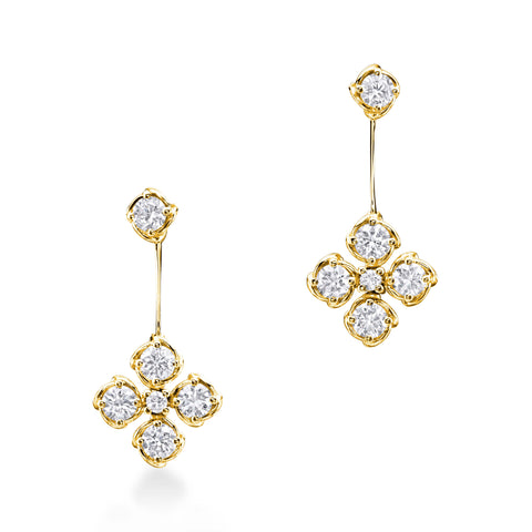 A Link Abbracci 1.45 ctw 18K Yellow Gold Diamond Flower Drop Earrings