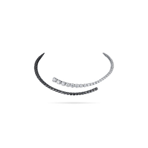 A Link Abbracci 8.87 ctw Black & White Diamond Choker Necklace 18K White Gold