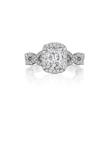 Henri Daussi Cushion Collection Diamond Ring Setting (0.45 CTW)