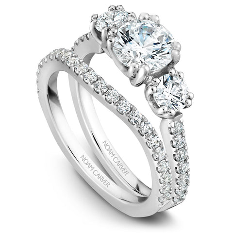 Noam Carver White Gold 3-Stone Diamond Engagement Ring Setting (0.73 CTW)