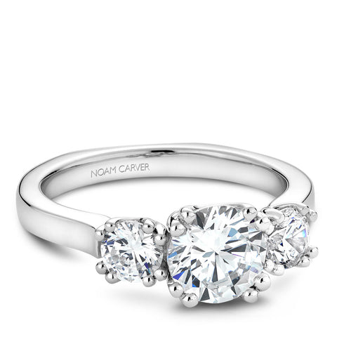 Noam Carver White Gold 3-Stone Diamond Engagement Ring Setting (0.66 CTW)