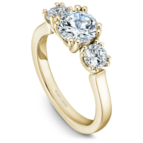 Noam Carver Yellow Gold 3-Stone Diamond Engagement Ring Setting (0.66 CTW)