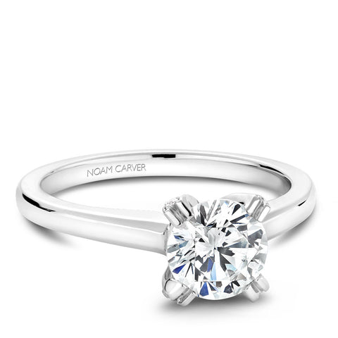 Noam Carver White Gold Solitaire Engagement Ring Setting with Diamond Centerpiece (0.14 CTW)