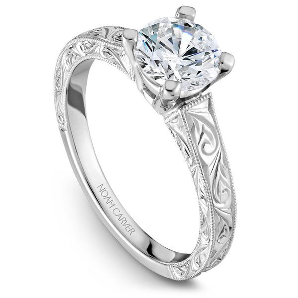 Noam Carver White Gold Carved Shank Engagement Ring Setting