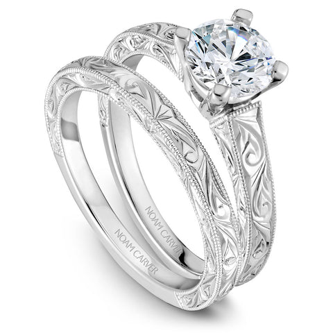 Noam Carver White Gold Carved Shank Engagement Ring Setting