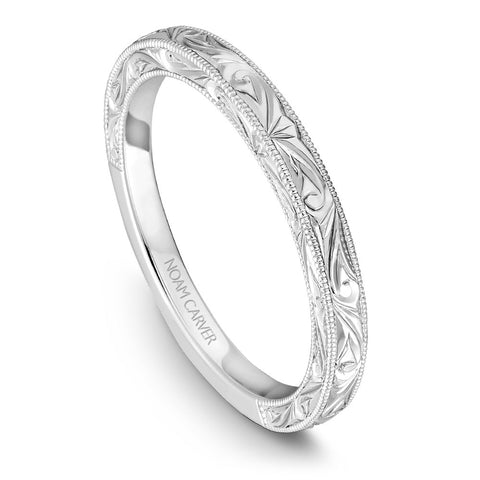 Noam Carver White Gold Carved Shank Engagement Ring Setting