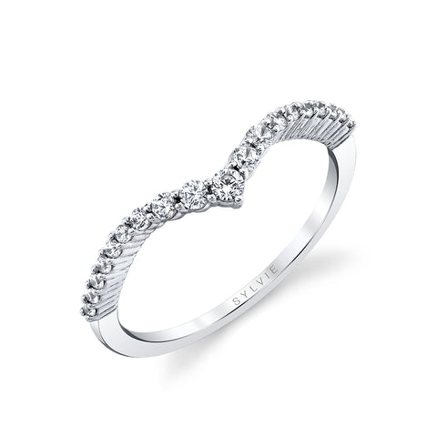 Sylvie Curved Chevron Diamond Wedding Band