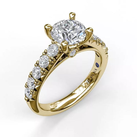 FANA Handset French Pave Diamond Engagement Ring