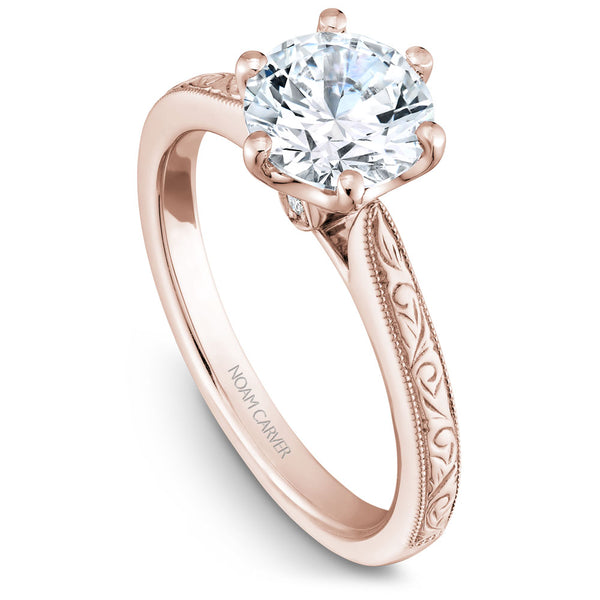 Noam Carver Rose Gold 6 Prong Engagement Ring Setting (0.02 CTW)