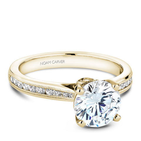 Noam Carver Yellow Gold Channel Set Diamond Engagement Ring Setting (0.27 CTW)