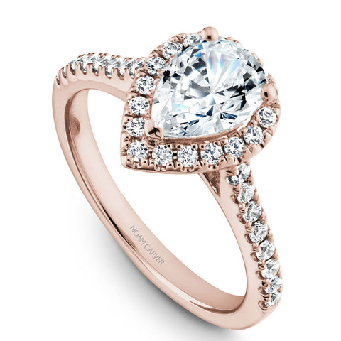 Noam Carver Rose Gold Diamond Engagement Ring Setting with Pear Center Stone and Halo (0.39 CTW)