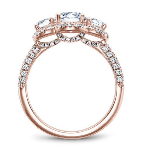 Noam Carver Rose Gold 3-Stone Diamond Engagement Ring Setting (0.99 CTW)
