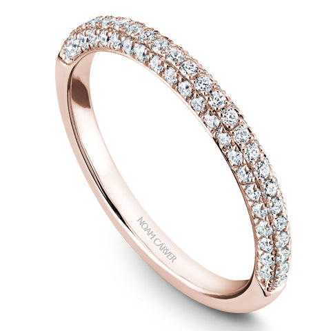 Noam Carver Rose Gold 3-Stone Diamond Engagement Ring Setting (0.99 CTW)