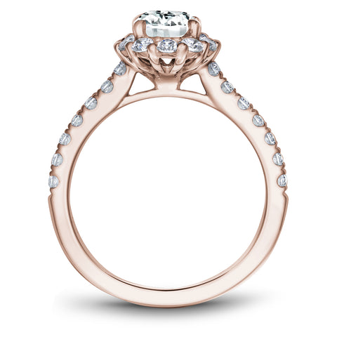 Noam Carver Rose Gold Oval Diamond Engagement Ring Setting with Halo (0.72 CTW)