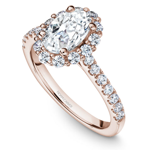 Noam Carver Rose Gold Oval Diamond Engagement Ring Setting with Halo (0.72 CTW)