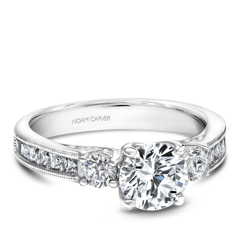 Noam Carver White Gold 3-Stone Diamond Engagement Ring Setting (0.79 CTW)