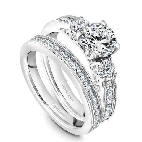 Noam Carver White Gold 3-Stone Diamond Engagement Ring Setting (0.79 CTW)