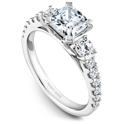 Noam Carver White Gold 3-Stone Diamond Engagement Ring Setting (0.70 CTW)