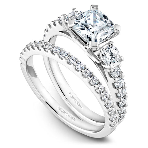 Noam Carver White Gold 3-Stone Diamond Engagement Ring Setting (0.70 CTW)