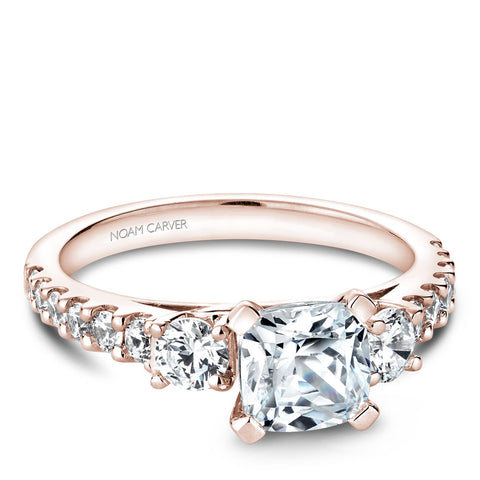 Noam Carver Rose Gold 3-Stone Diamond Engagement Ring Setting (0.70 CTW)