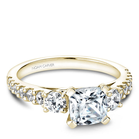 Noam Carver Yellow Gold 3-Stone Diamond Engagement Ring Setting (0.70 CTW)