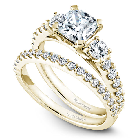 Noam Carver Yellow Gold 3-Stone Diamond Engagement Ring Setting (0.70 CTW)
