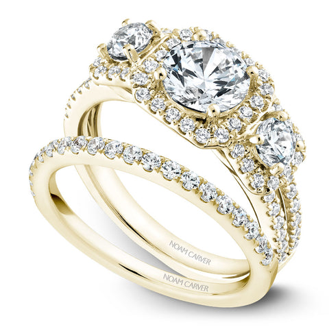 Noam Carver Yellow Gold 3-Stone Diamond Engagement Ring Setting (0.85 CTW)