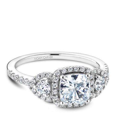 Noam Carver White Gold 3-Stone Diamond Engagement Ring Setting (0.51 CTW)