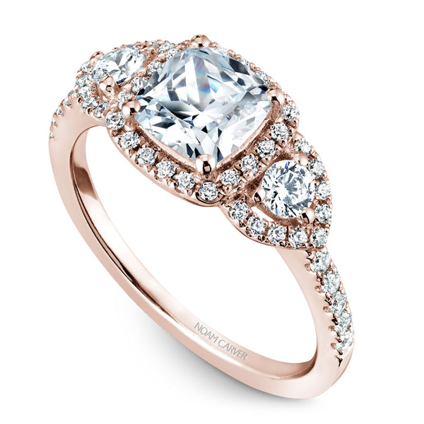 Noam Carver Rose Gold 3-Stone Diamond Engagement Ring Setting (0.51 CTW)