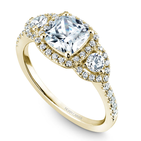 Noam Carver Yellow Gold 3-Stone Diamond Engagement Ring Setting (0.51 CTW)