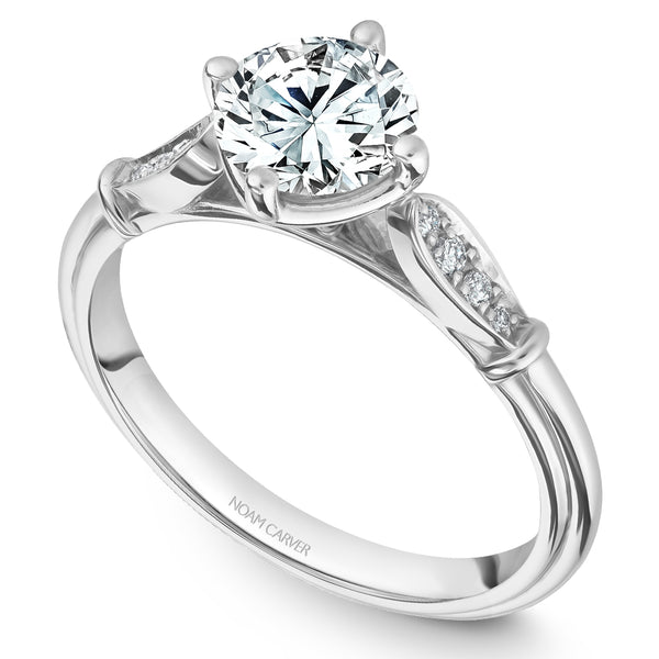 Noam Carver White Gold Vintage Diamond Engagement Ring Setting (0.06 CTW)
