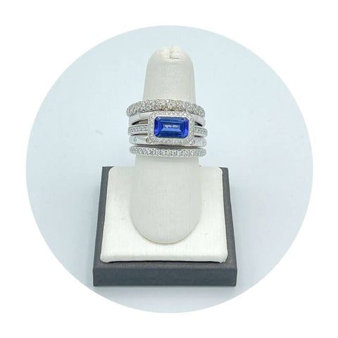 Estate 18K White Gold David Yurman 1.60CT Tanzanite Ring (0.70CTW Diamond)