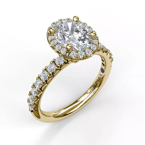 FANA Classic Diamond Halo Engagement Ring with a Gorgeous Side Profile