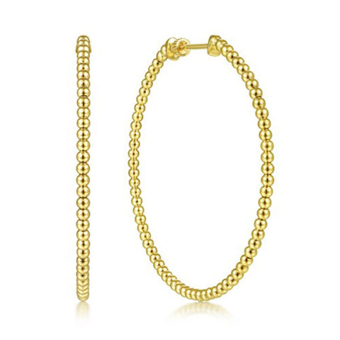 14K Yellow Gold 50mm Bujukan Hoop Earrings