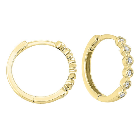 14ky mix bezel diamond earrings 1/7ct