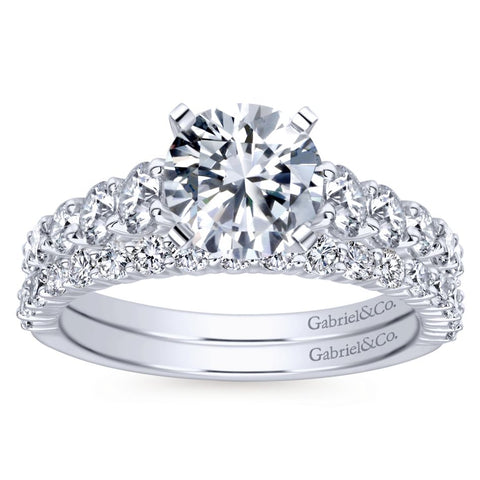 Gabriel Bridal Collection White Gold Diamond Graduating Diamond Accent with Straight Cathedral Setting Engagement Ring (1 ctw)